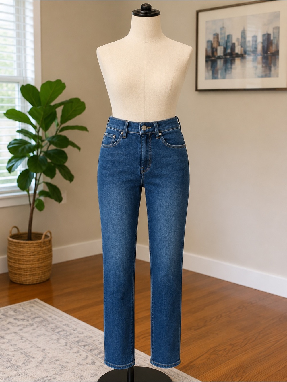 Frame Denim Le High Skinny High-Rise Straight Jeans
